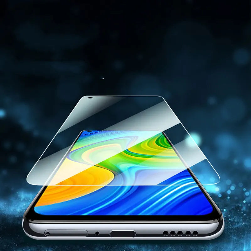 Xiaomi phone tempered glass screen protector showing HD clarity and full coverage.