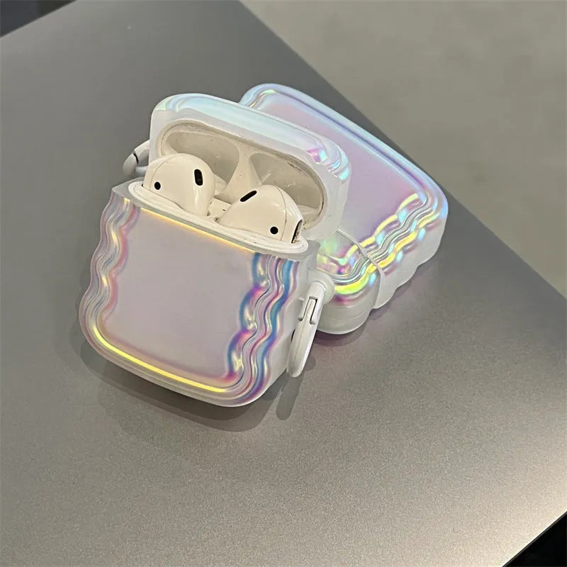 Silicone AirPod case with colourful laser ring design for AirPods Pro and other models