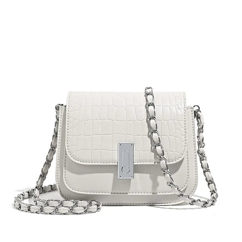 Soft PU women's crossbody shoulder bag in horizontal square shape, shown in green colour.