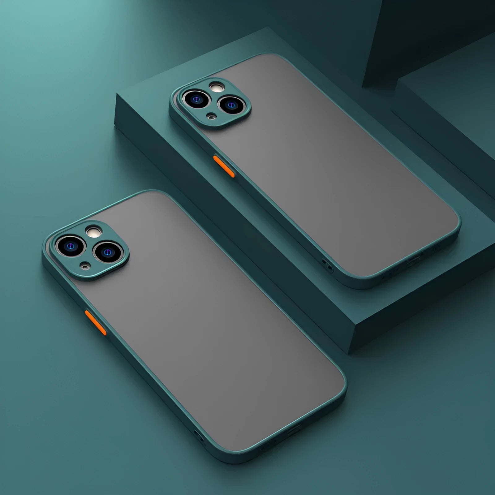 Frosted hard iPhone case with fine hole texture in black, dark green, and blue colours.