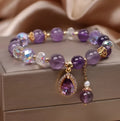 Purple amethyst crystal bracelet for women with natural stones