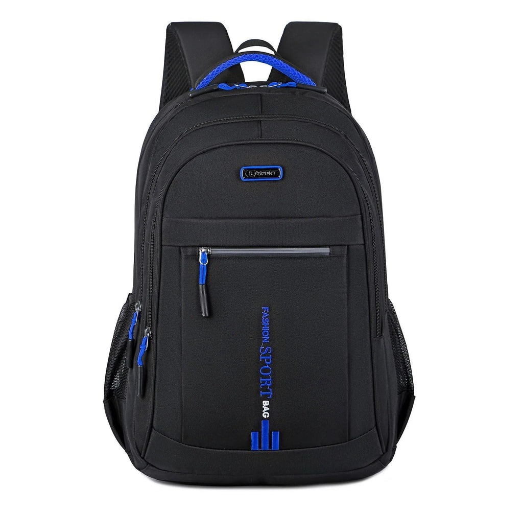 Oxford cloth capacity backpack with airpillow straps showing sewing line detailing in business travel setting