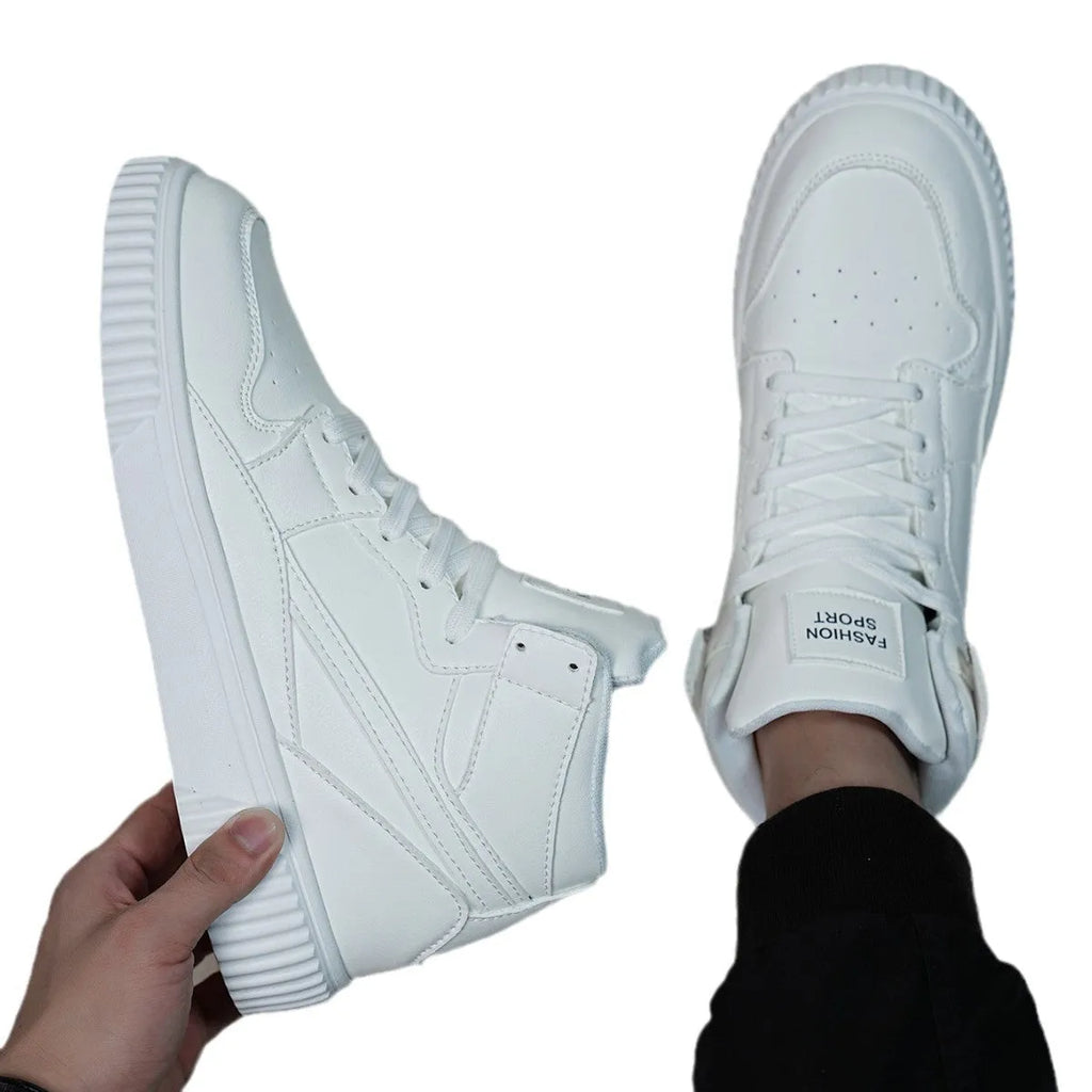 White men's casual round-toe slip-on shoes made from microfiber for autumn and winter.