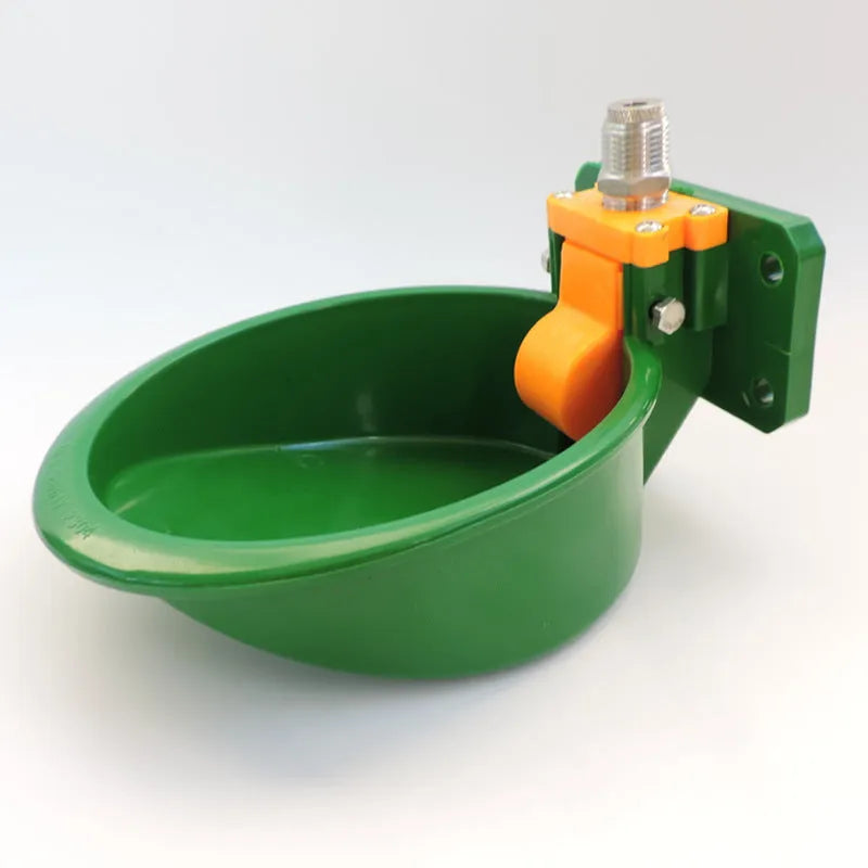 Green plastic automatic drinking bowl for sheep farm hydration system