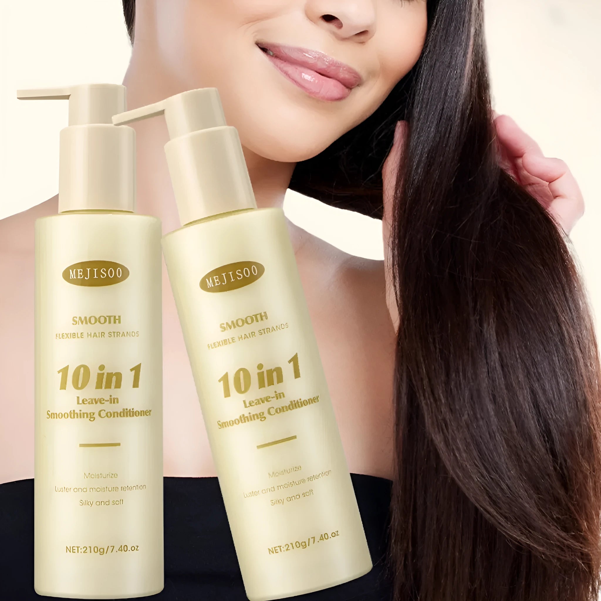 210g bottle of wash-free soft hair conditioner for ladies on a bathroom shelf.