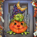 Yellow UV printed wooden Halloween decoration flat cutout home wall hanging ornament