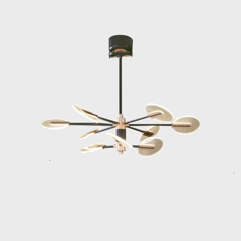 Nordic style iron frame LED pendant chandelier with acrylic body in a multi-head configuration.