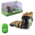 Electronic snake cat toy with realistic cobra design showing segmented body and USB charging port
