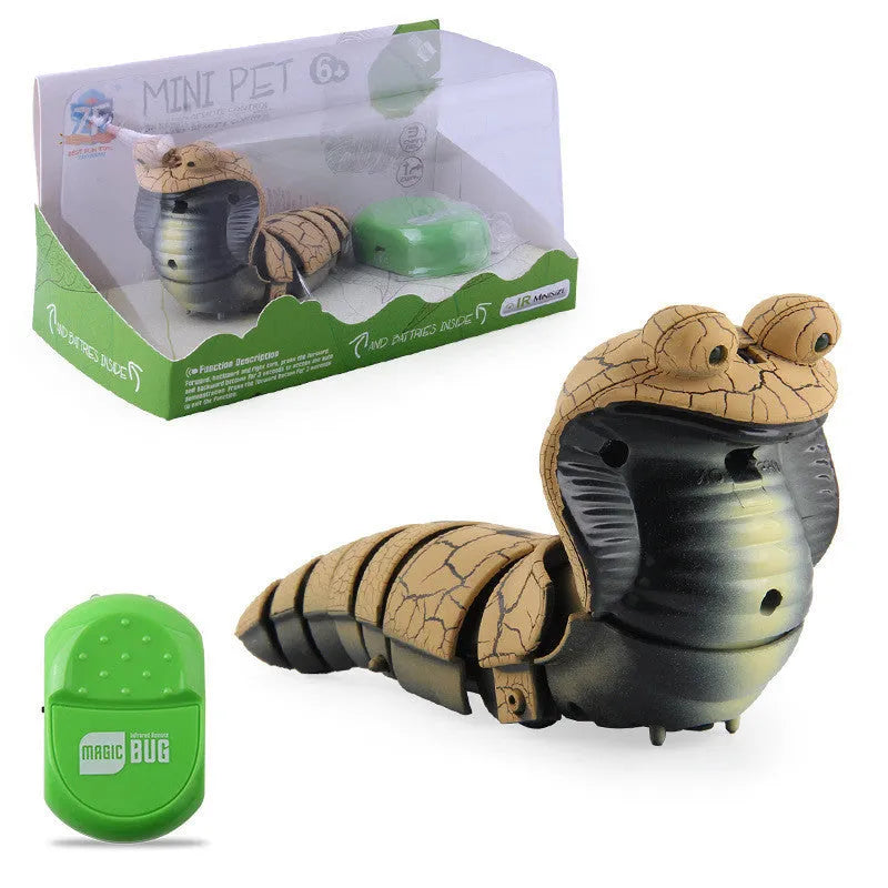 Electronic snake cat toy with realistic cobra design showing segmented body and USB charging port