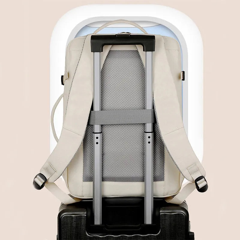 Large waterproof oxford backpack with multiple pockets open to show 15.6-inch laptop compartment