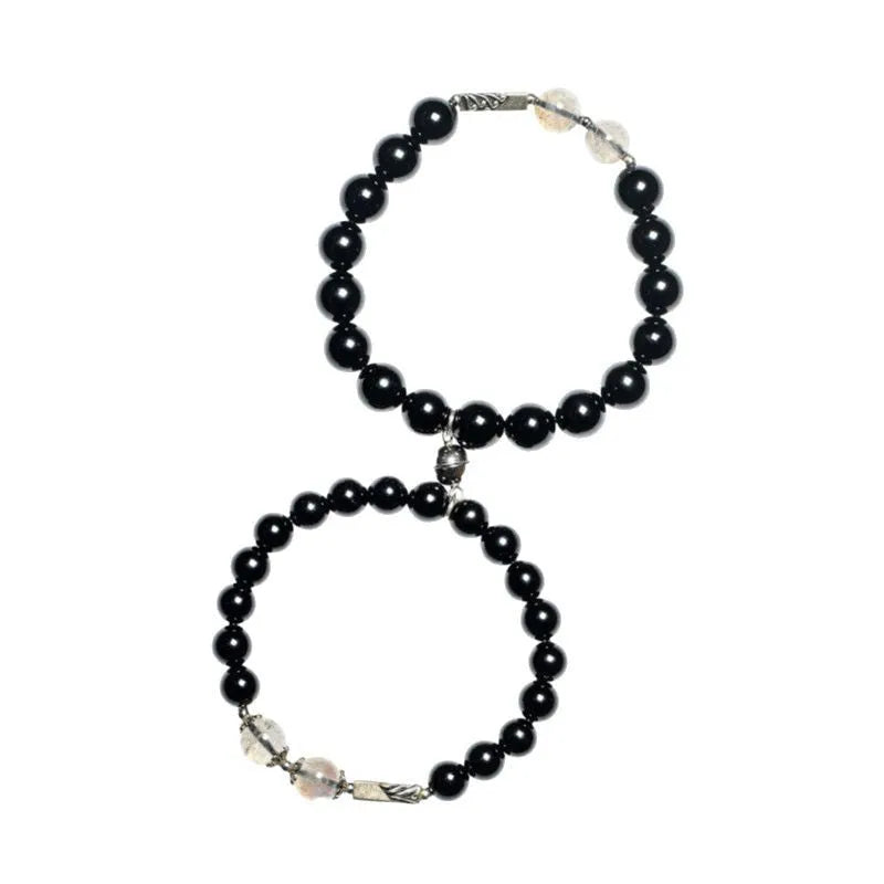 Obsidian Buddha beads couple bracelet DIY components with 10mm and 8mm beads in national style