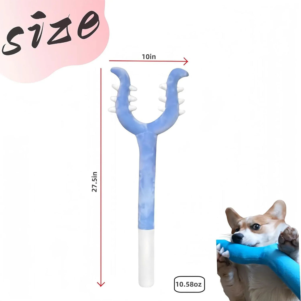 70cm blue plush cat wand toy with foam-filled front section for indoor play with cats and dogs