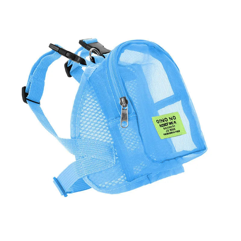 Breathable mesh dog backpack carrier in polyester canvas available in four colours