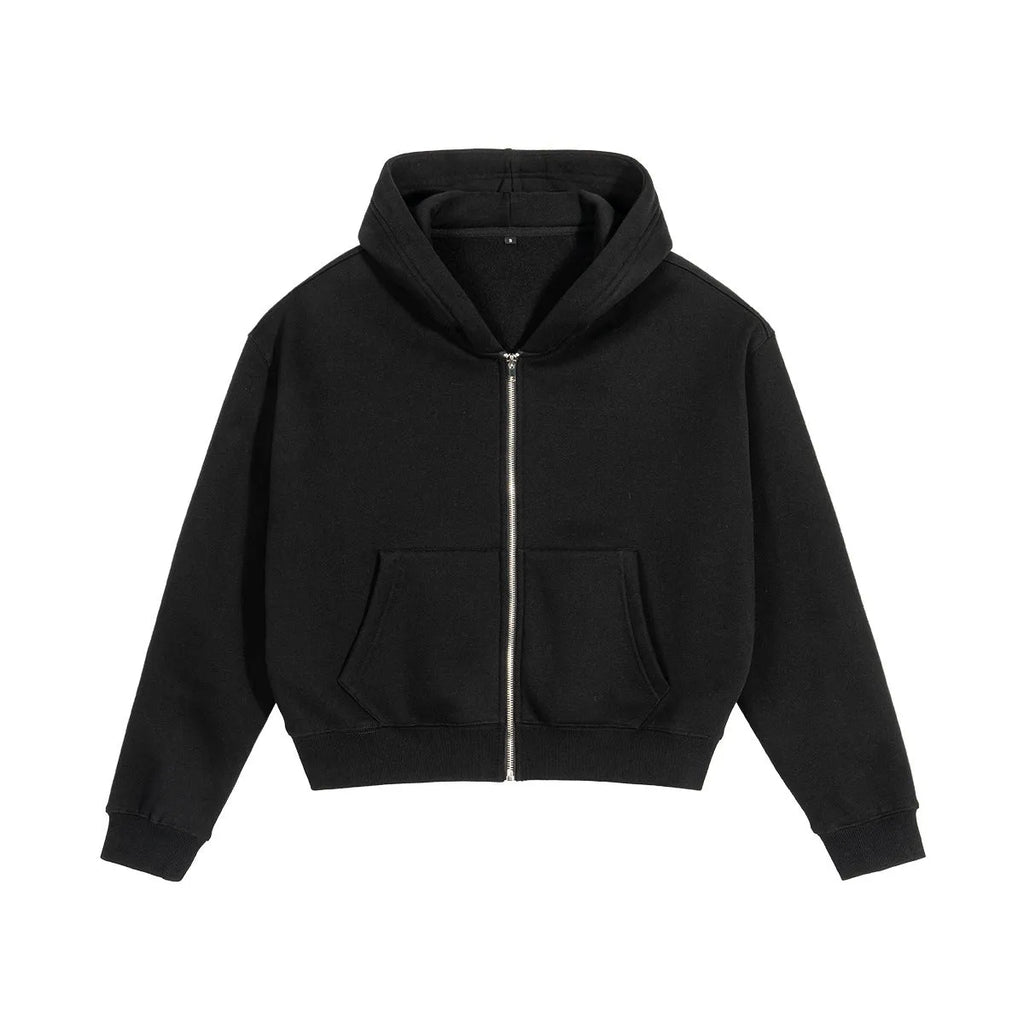 Men's loose fit hooded sweatshirt cardigan in brown or black, cotton polyester blend, sizes S-XXL
