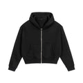 Men's loose fit hooded sweatshirt cardigan in brown or black, cotton polyester blend, sizes S-XXL