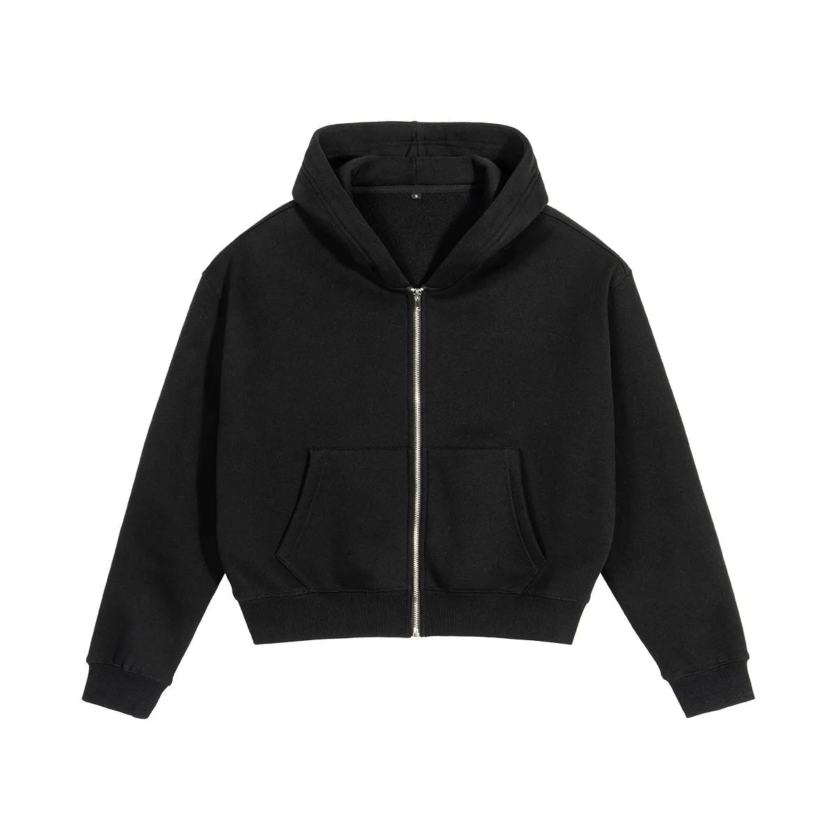 Men's loose fit hooded sweatshirt cardigan in brown or black, cotton polyester blend, sizes S-XXL