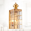 Gold full copper wall lamp with glass shade, E27 fitting, 130 x 410 x 150 mm, for balcony courtyard