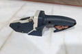 Blue aluminium alloy woodworking cutter with TPR plastic handle and measurement scale.