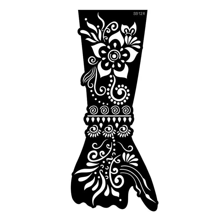 Geometric hollow template tattoo stickers showing intricate paper carving designs for stencilling