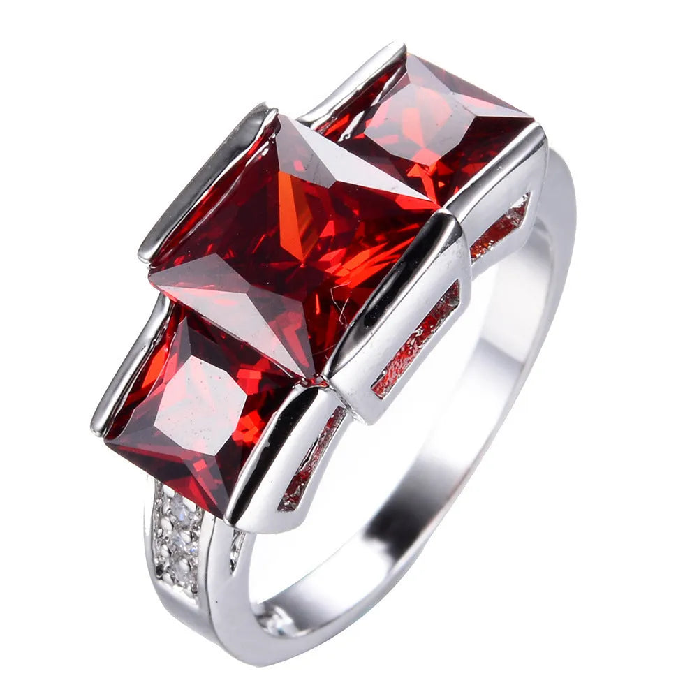 Geometric copper electroplated women's ring in multiple colour options showing sizes 6-10