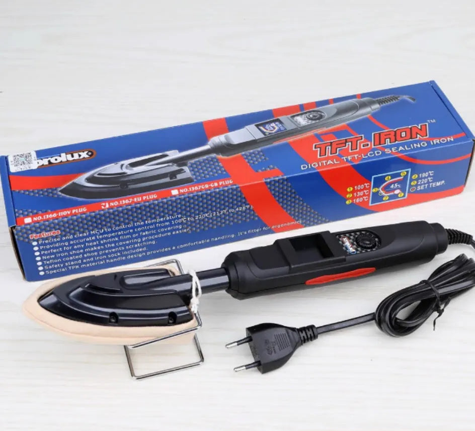 Electronic temperature control hot iron with PTFE soleplate and temperature display