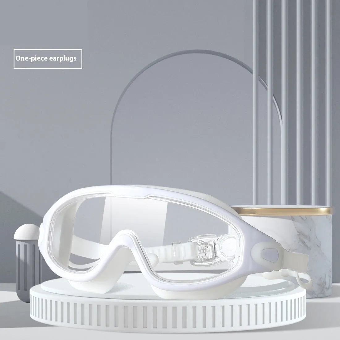 HD waterproof anti-fog plating swimming goggles with plain transparent large frame for adults