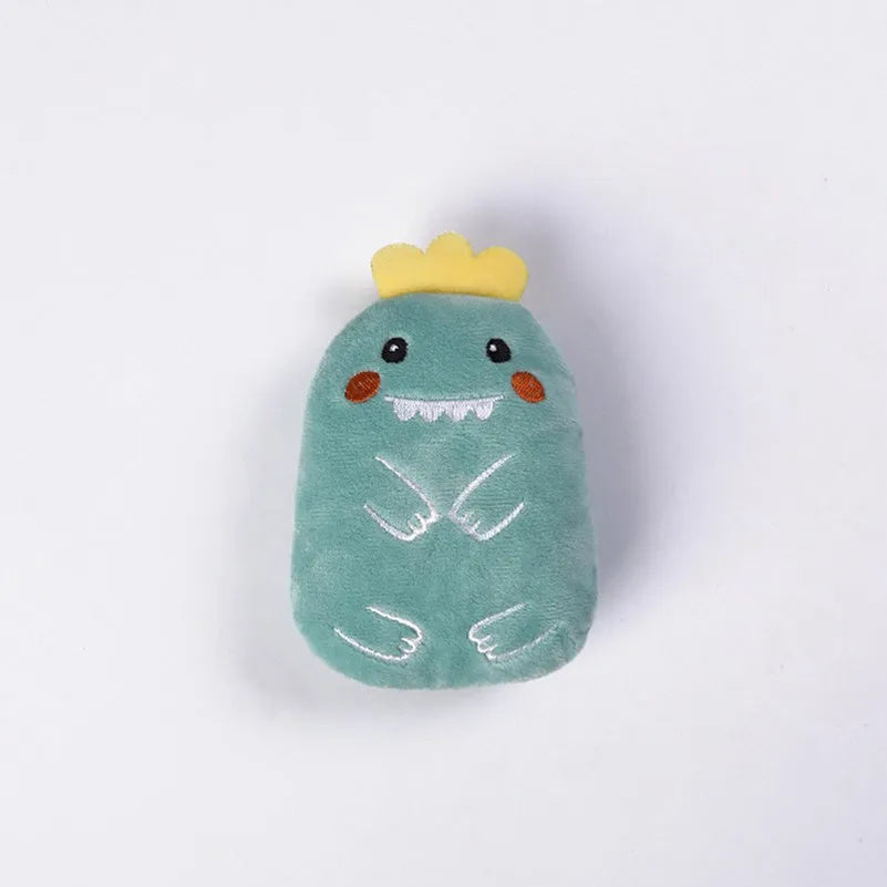 Brown teeth grinding catnip plush toy measuring 11x8x4.5cm for cats