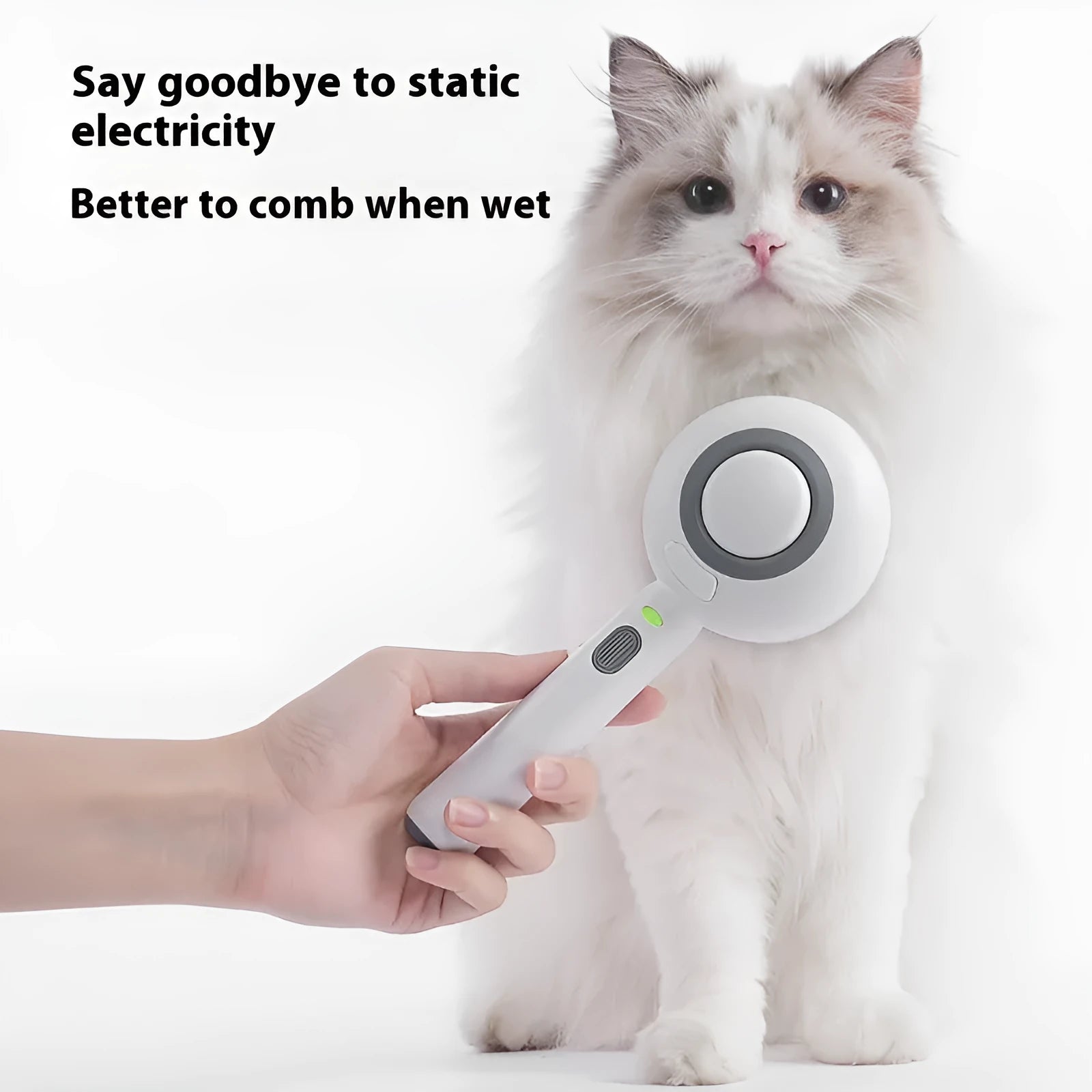 Lollipop pet spray comb for cat cleaning and massage in white with soft essence bottles