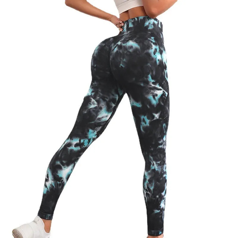 Black and green alternating yoga sports pants for women, nylon fabric, light green colour, fitness tights