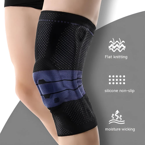 Adult black and blue nylon spandex basketball sports kneecap protector for running