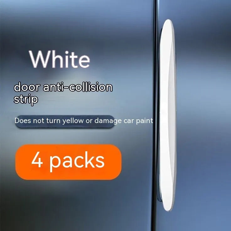 Invisible car door bumper strip 4 pack PU 148 x 14 x 7 mm in transparent, black or white