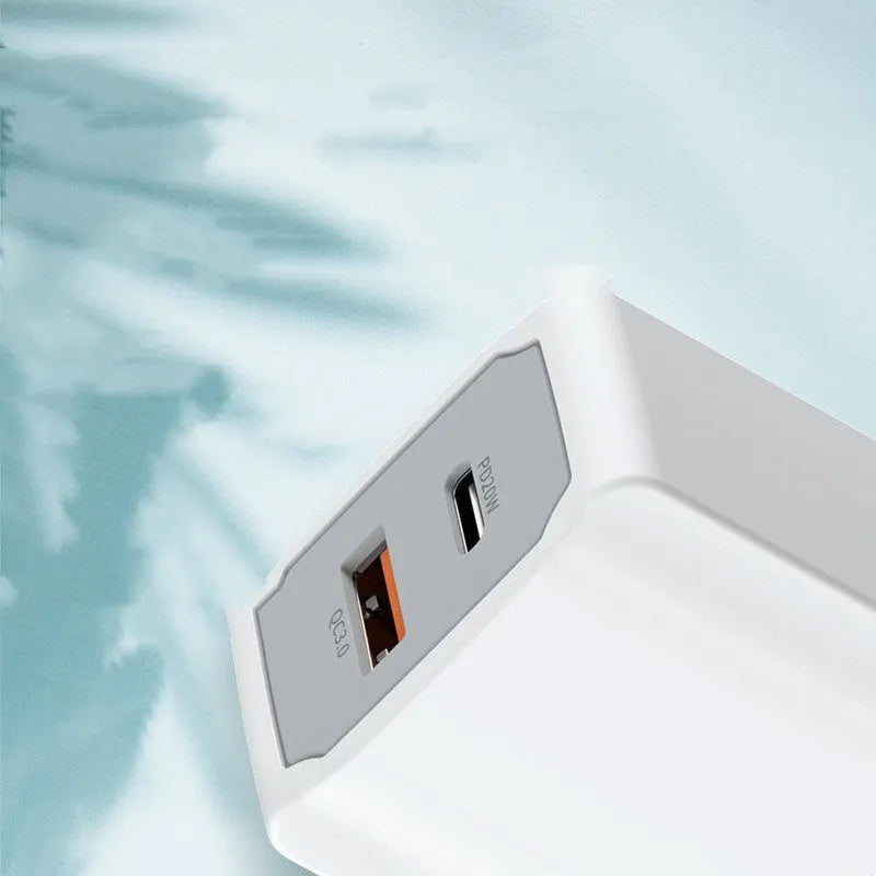 White European standard phone fast charger set with charging head and cable