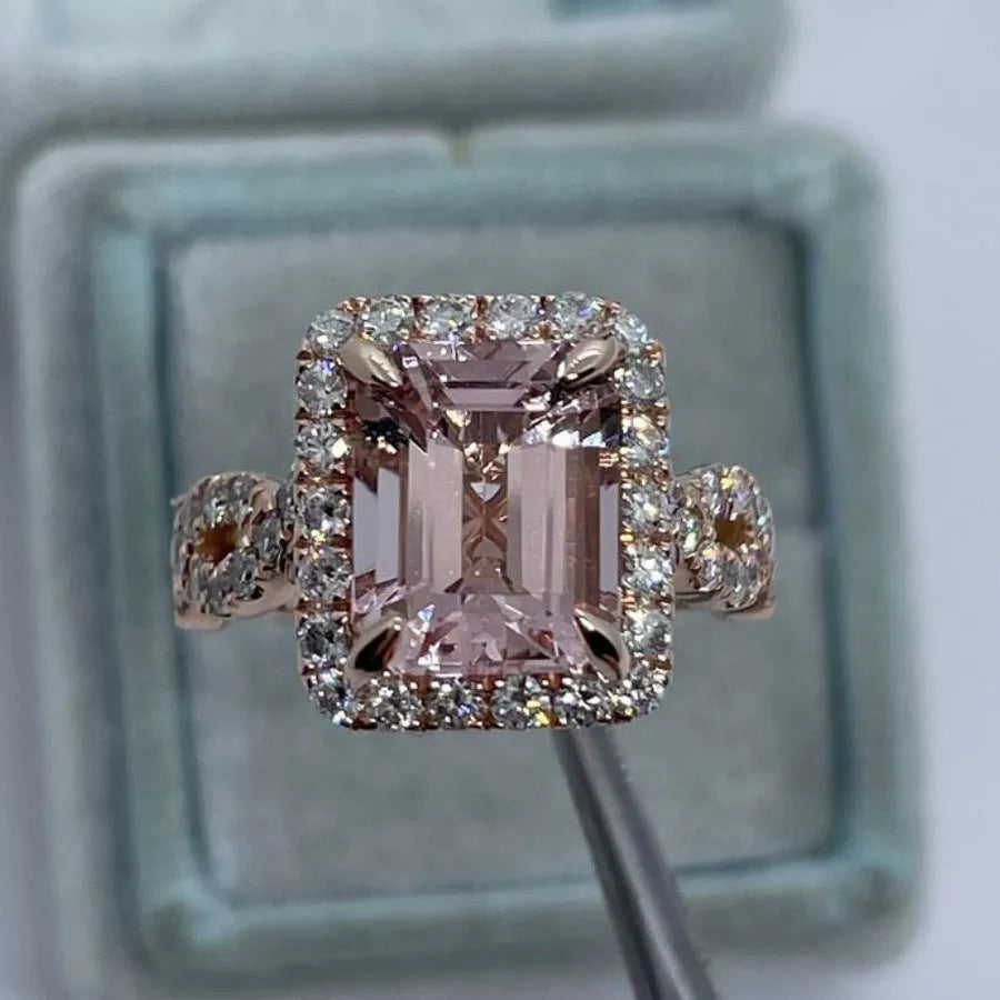 Geometric rose gold alloy fashion ring showing clean lines and electroplated finish
