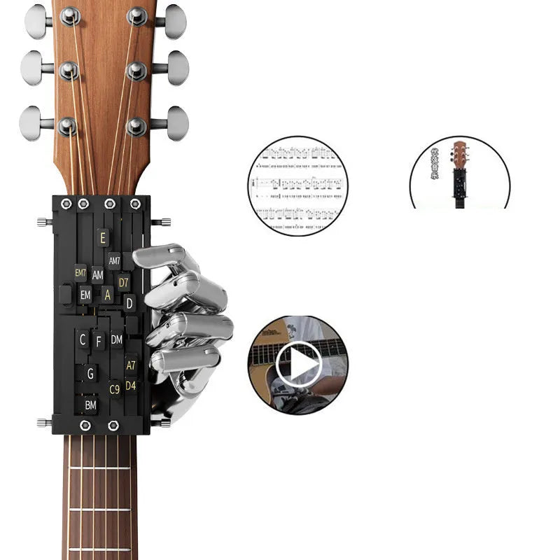 Black automatic chord device for folk guitar second chord practice