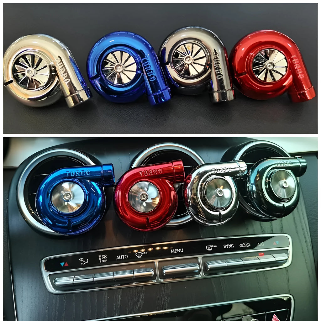 TURBO air outlet scented freshener in sapphire blue mounted on car vent for decoration and fragrance