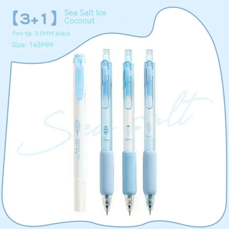 Learning calligraphy pen with double-headed fluorescent sponge press and plastic shell