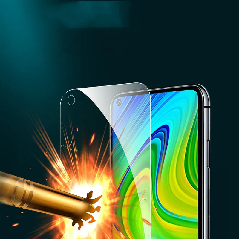 Xiaomi phone tempered glass screen protector showing HD clarity and full coverage.