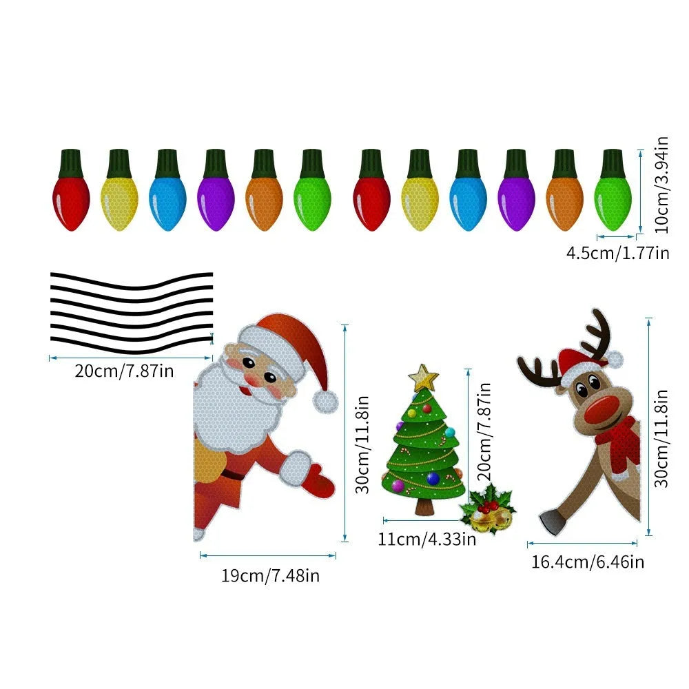 Christmas elk reflective magnetic car sticker with cartoon design on vehicle window