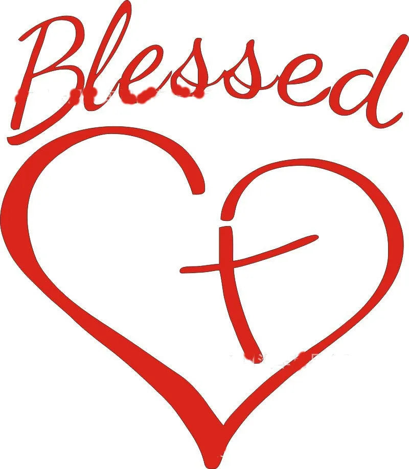 Faith Hope Love Letter Sticker with heart design in black, red or white, 14cm by 11.5cm