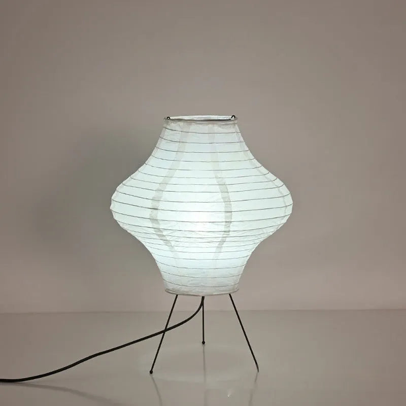 Japanese style Xuan paper table lamp with three-colour light source measuring 32cm wide by 45cm tall