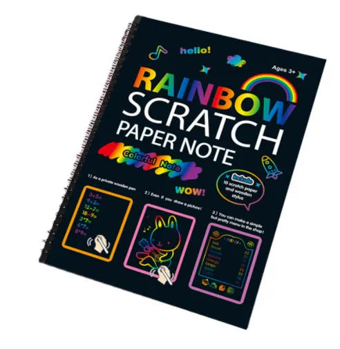 Children's large scratch art paper 26x19cm with scraping tool for DIY creative painting