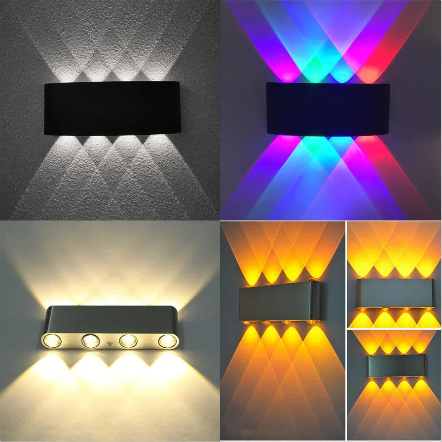 Modern aluminium LED wall lamp with compact 180x60x30mm dimensions for corridor and TV background lighting