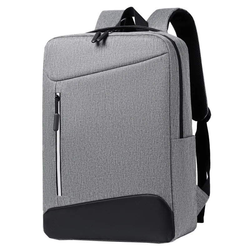 Men's black waterproof Oxford cloth business backpack with curved straps and 20-35L capacity.
