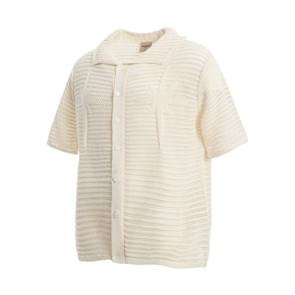 American retro loose design short sleeve cotton shirt in apricot and black colours