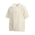 American retro loose design short sleeve cotton shirt in apricot and black colours