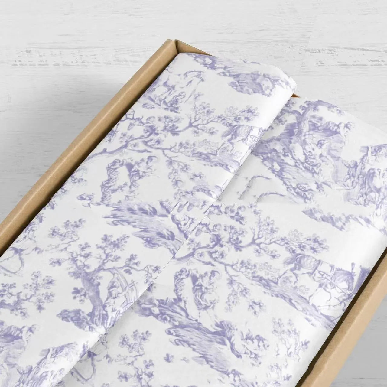 French romantic style decorative tissue paper in pink purple and green purple colours measuring 50x70cm