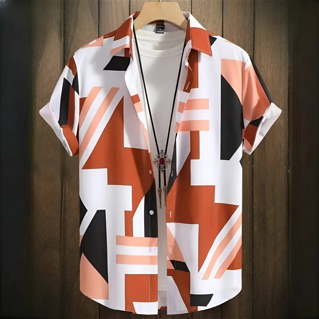 Men's camouflage pattern t-shirt with 3D digital printing and short sleeves