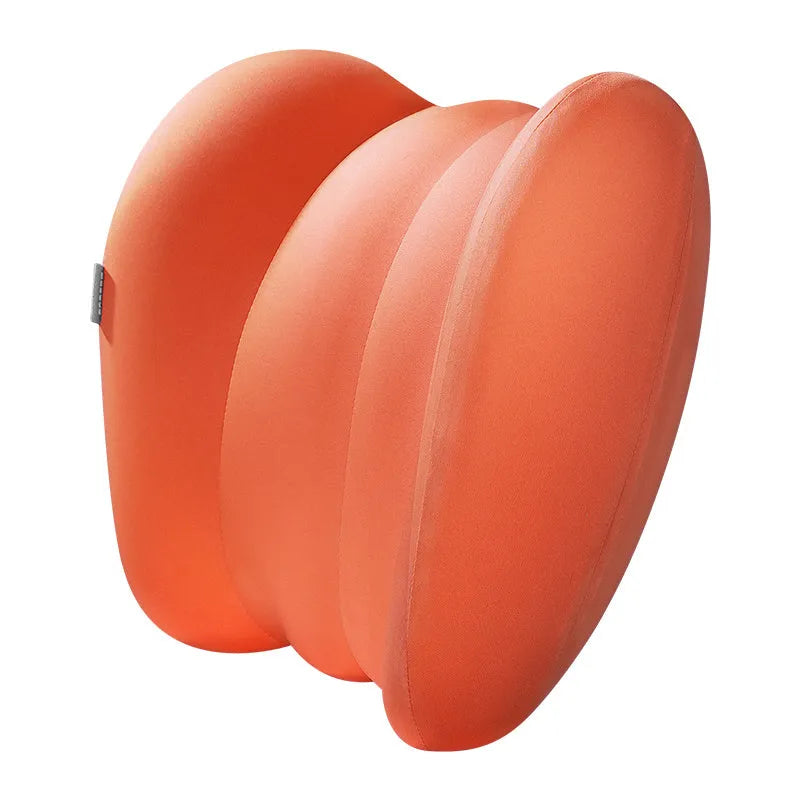 Grey and orange car head restraint neck guard with matching waist pillow