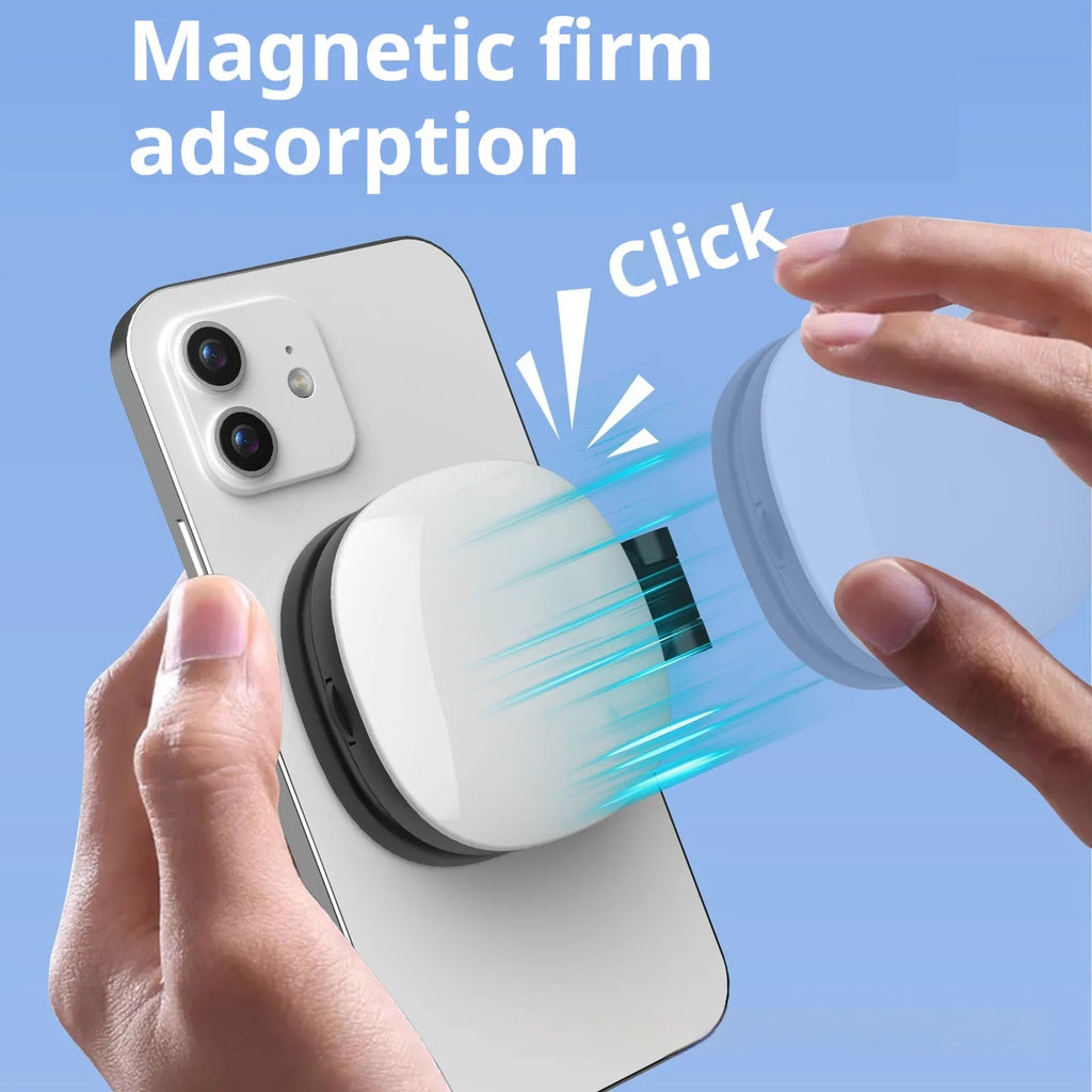 Mini portable makeup mirror fill light with magnetic phone holder in black or white