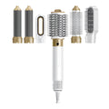 6-in-1 electric hot air styling comb with curling and straightening attachments in leather case